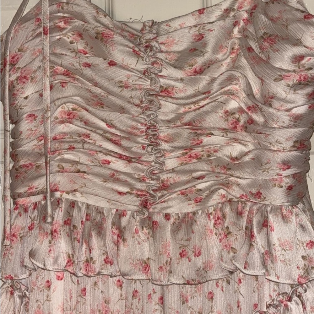 ANTONIO MELANIE pink and cream maxi dress